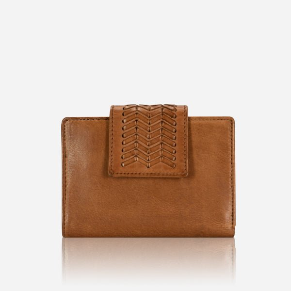 Loren Medium Leather Purse With Tab Closure, Tan - Brando Leather