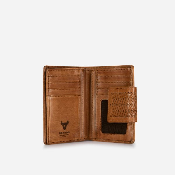 Loren Medium Leather Purse With Tab Closure, Tan - Brando Leather