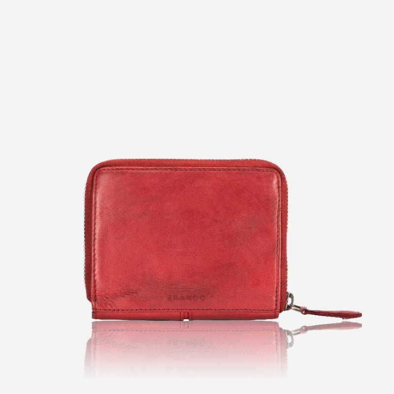 Garbo Small Leather Zip Around Purse, Red - Brando Leather