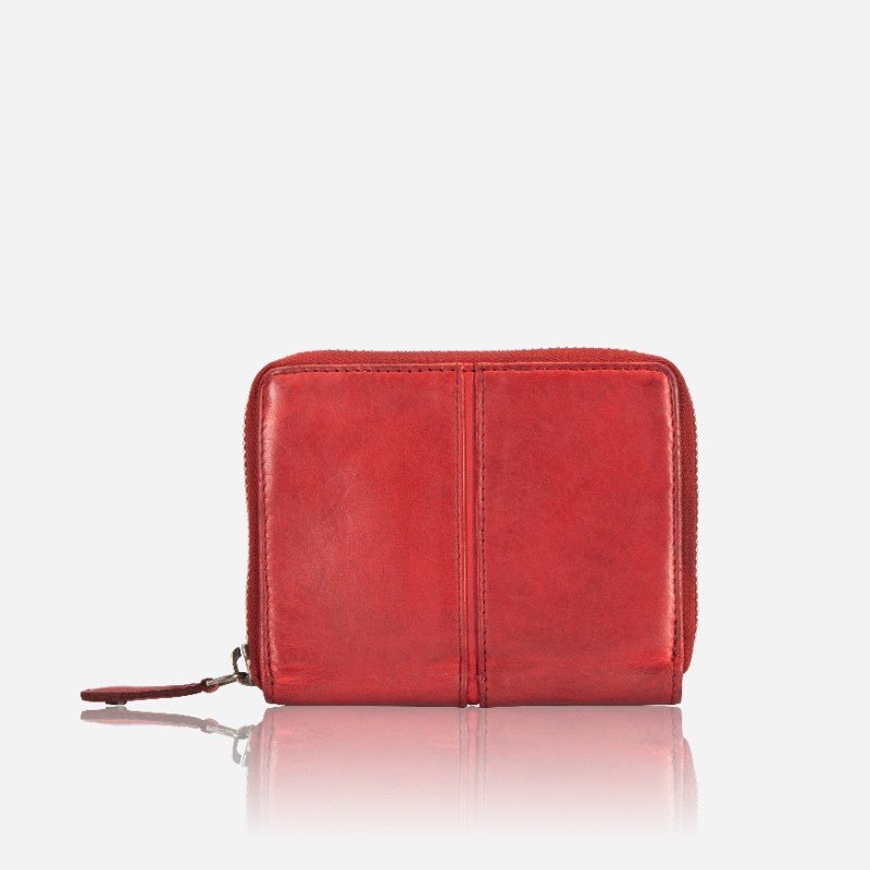 Garbo Small Leather Zip Around Purse, Red - Brando Leather