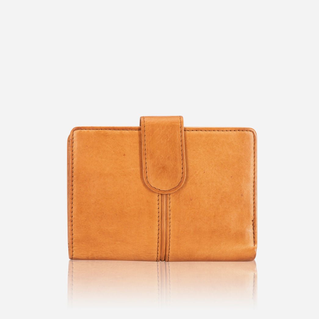 Loren Medium Leather Purse With Tab Closure, Tan - Brando Leather