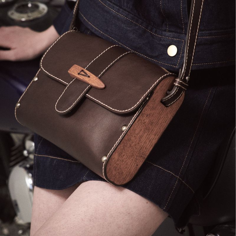 Sally Wood Panel Satchel - Brando Leather