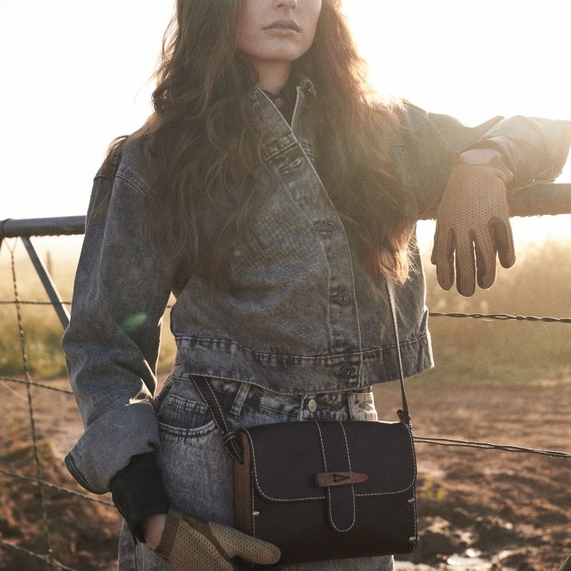 Sally Wood Panel Satchel - Brando Leather