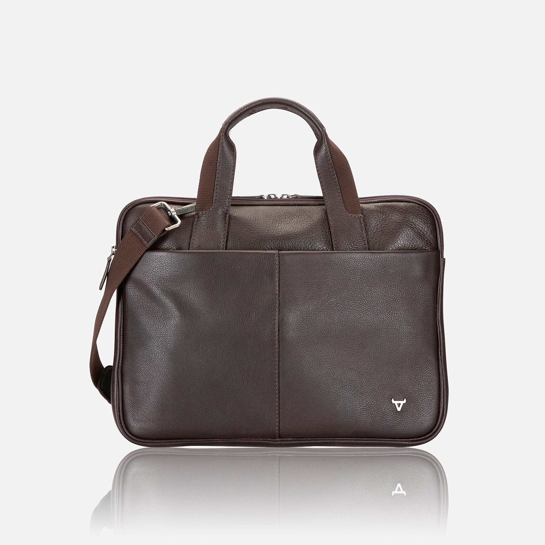 Kudu 13" Compact Leather Laptop Bag, Brown - Brando Leather