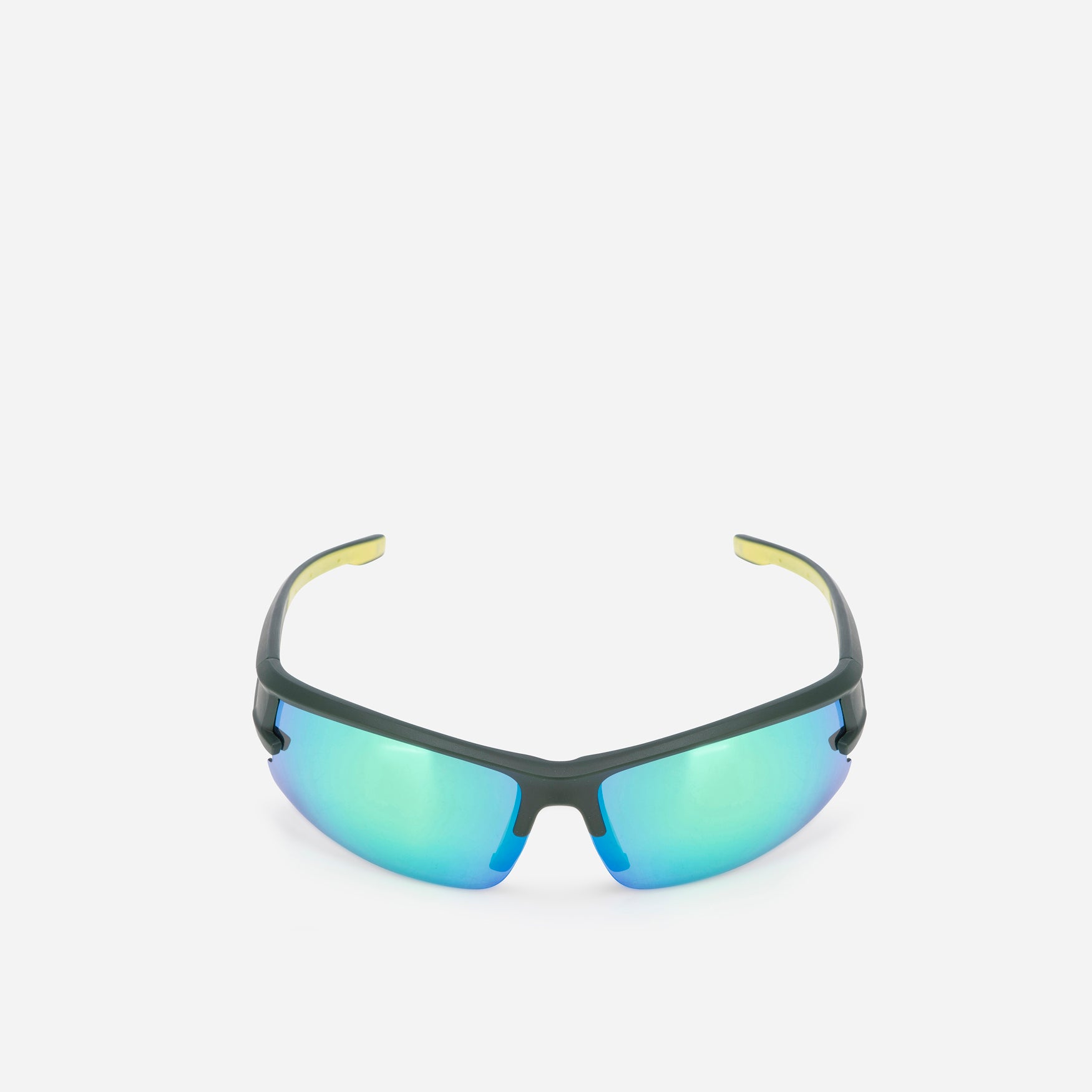 Semi Rimless Sports Sunglasses, Matte Green - Brando Leather