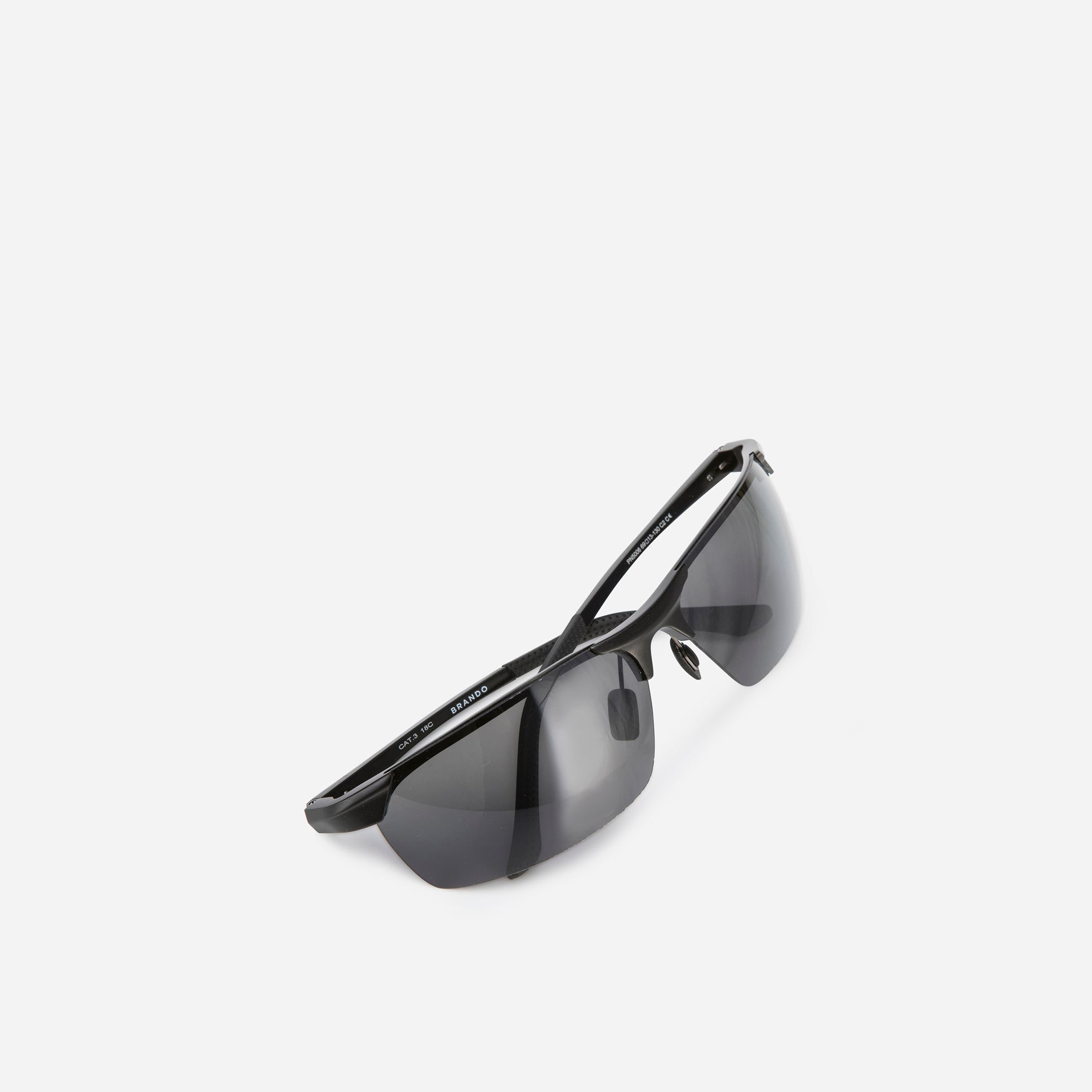 Semi Rimless Sports Sunglasses, Black - Brando Leather