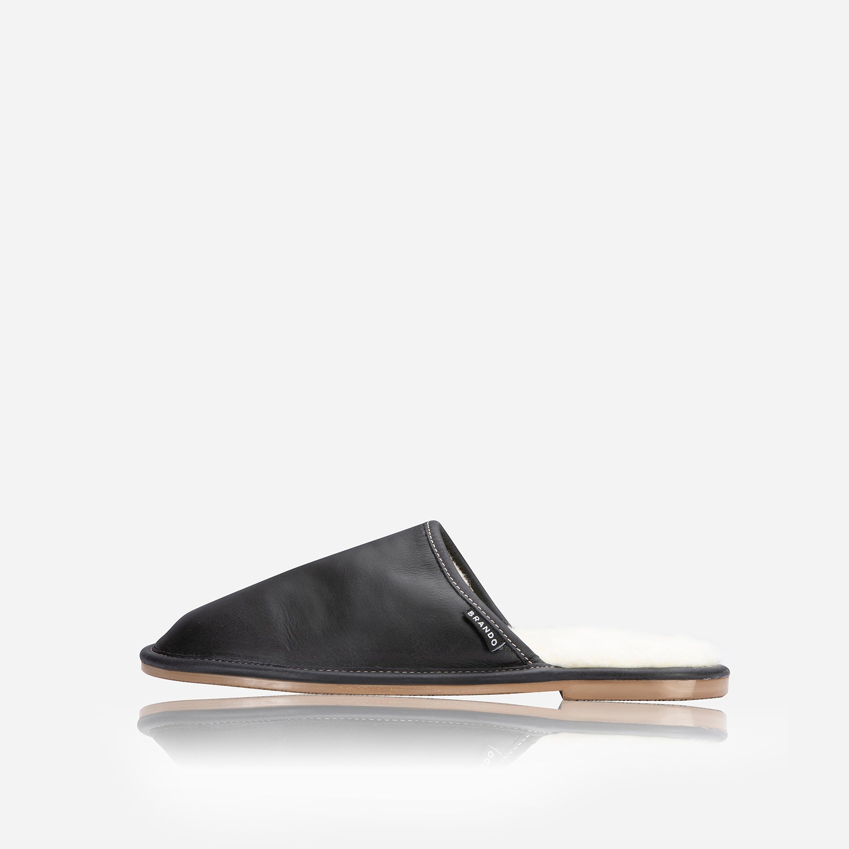 Ladies Slip On Slipper, Black - Brando Leather