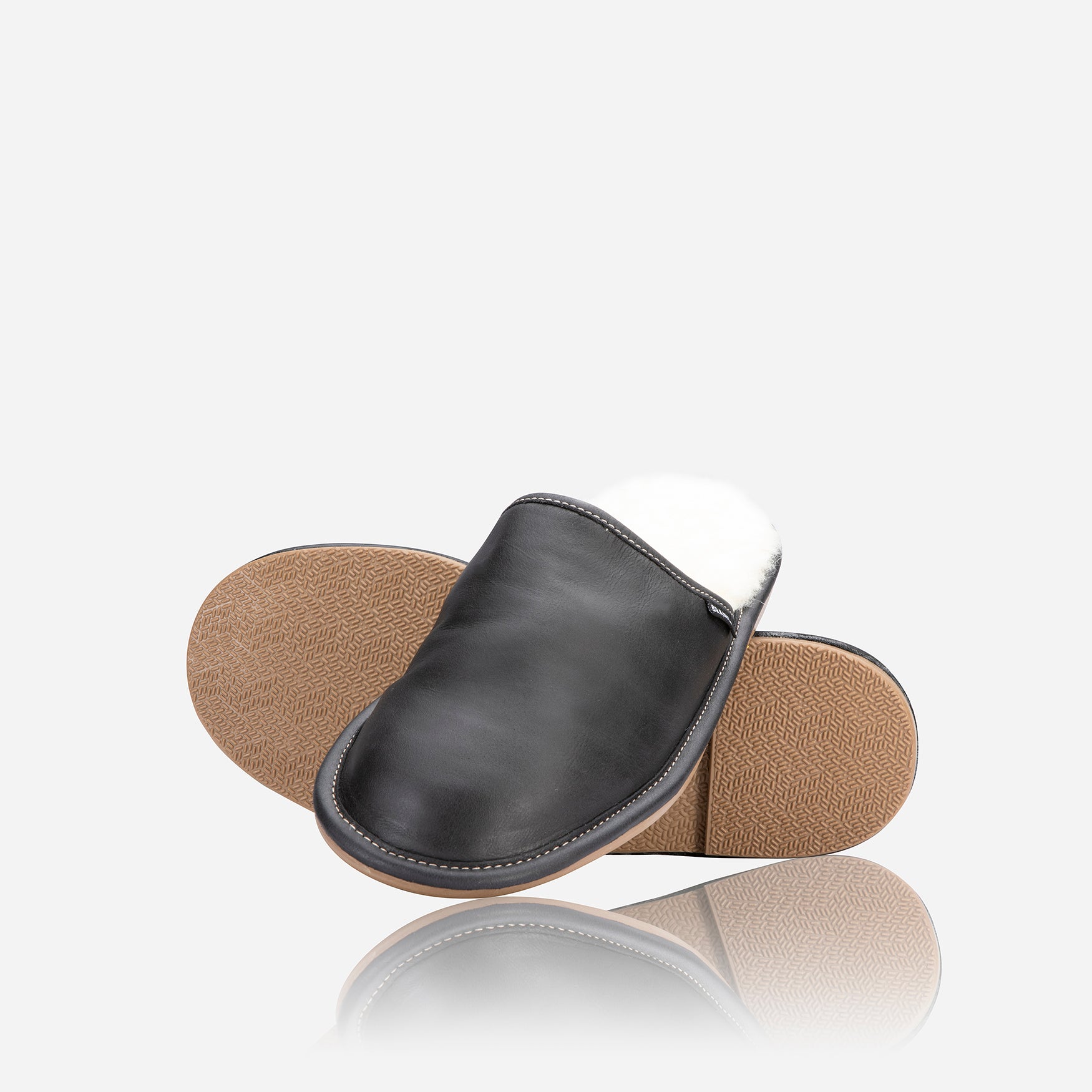 Ladies Slip On Slipper, Black - Brando Leather