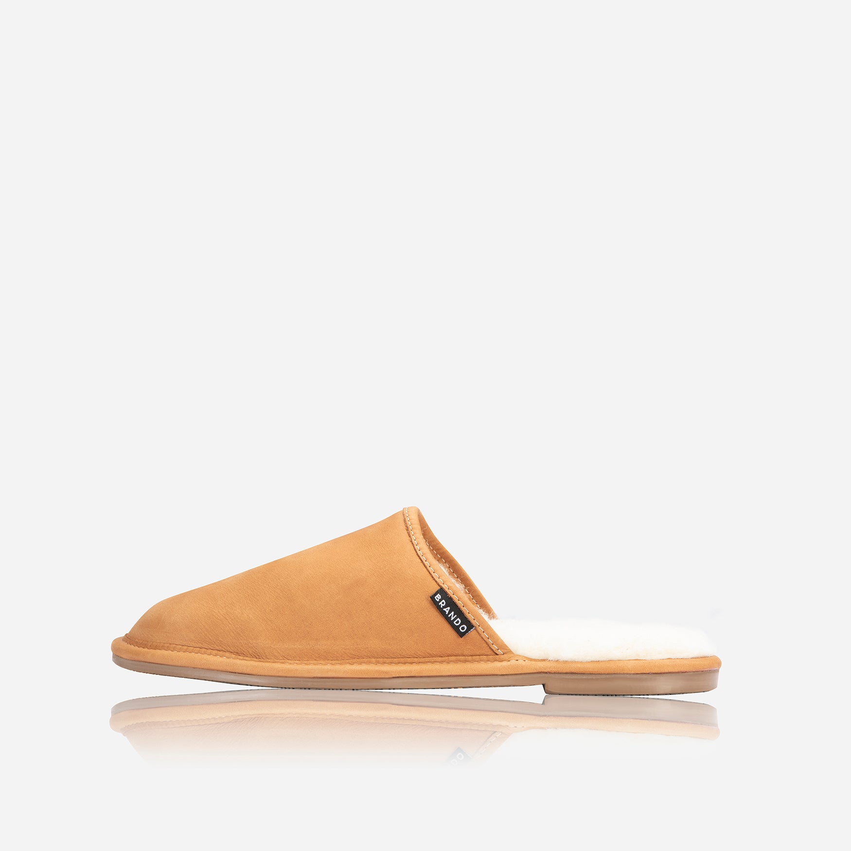 Ladies Slip On Slipper, Tan - Brando Leather