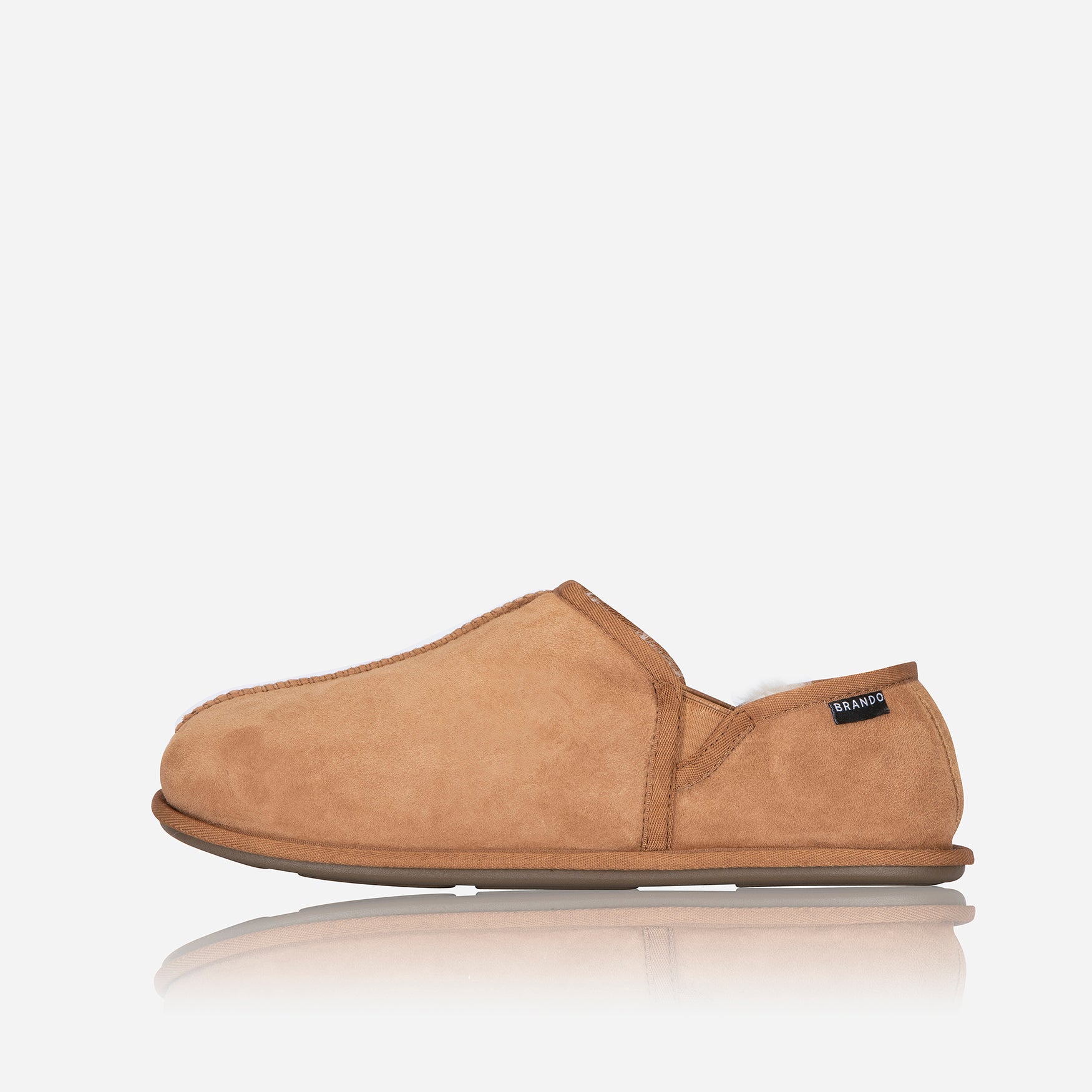 Mens slip-on slipper, Chestnut