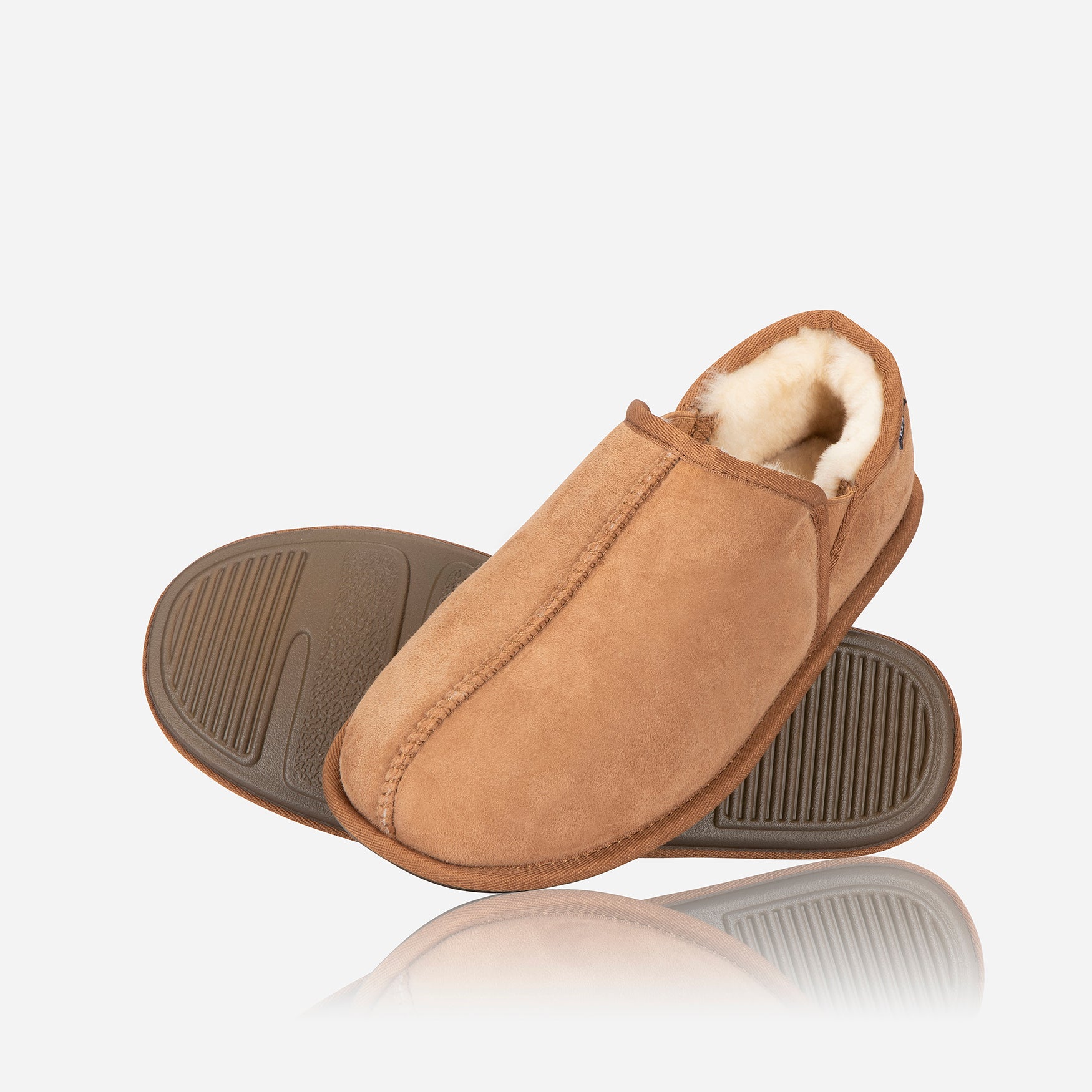 Mens slip-on slipper, Chestnut