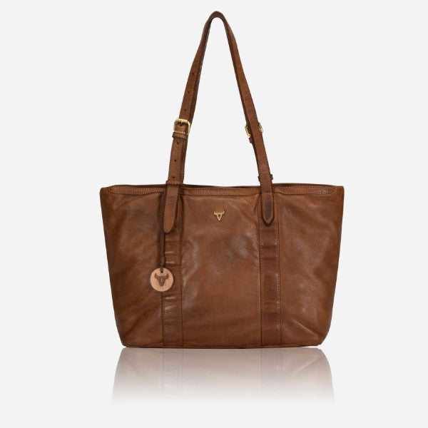 Winslet Leather Shopper Tote, Cognac