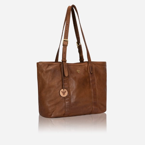 Winslet Leather Shopper Tote, Cognac