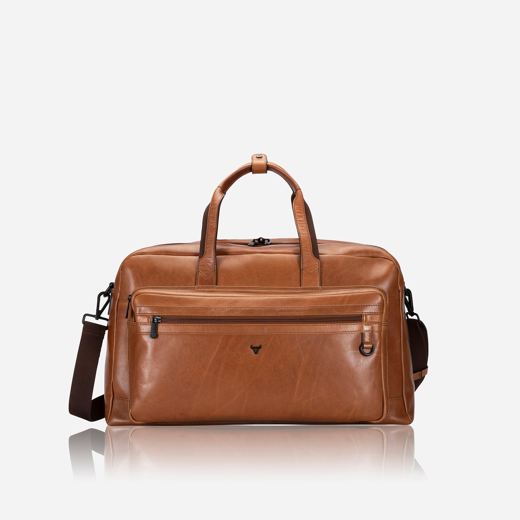 Leather Duffel Weekender, Medium Brown - Brando Leather