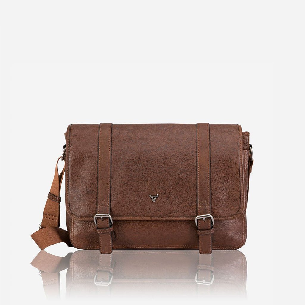 Oryx 13" Leather Messenger Bag, Brown - Brando Leather