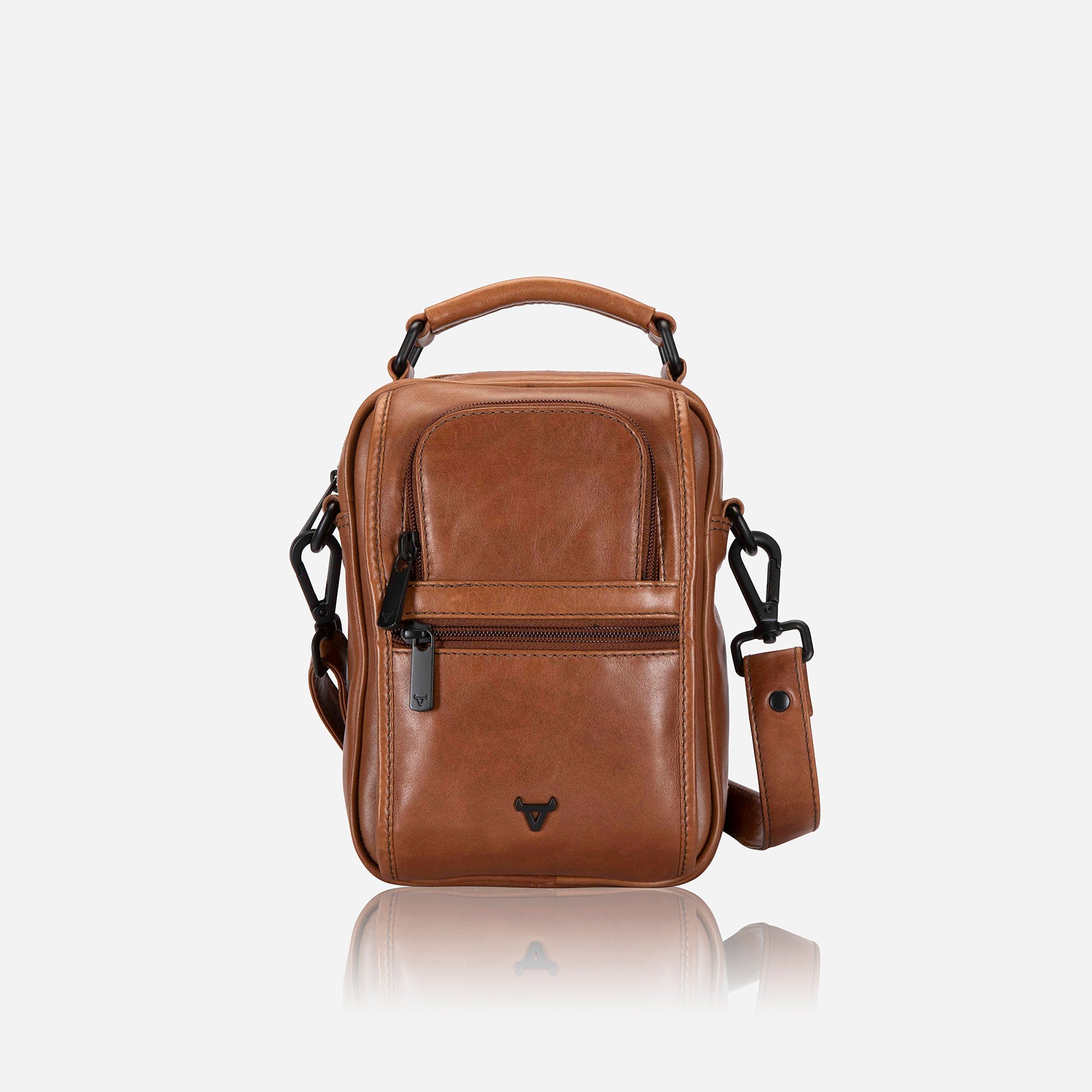 Gent's Leather Bag With Top Handle, Medium Brown - Brando Leather