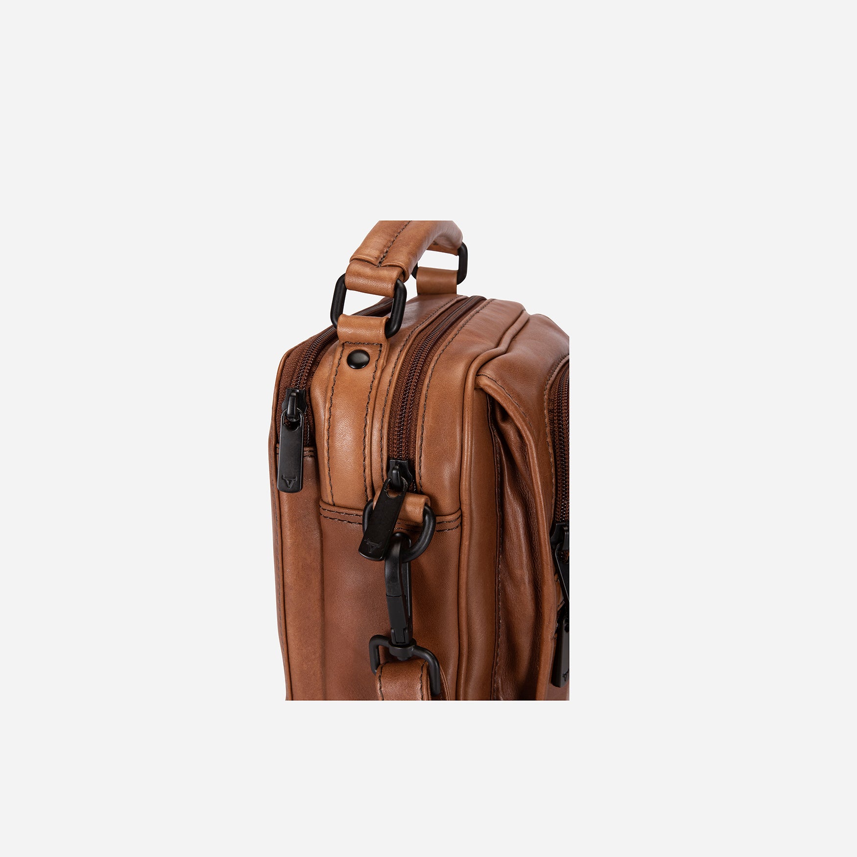 Gent's Leather Bag With Top Handle, Medium Brown - Brando Leather