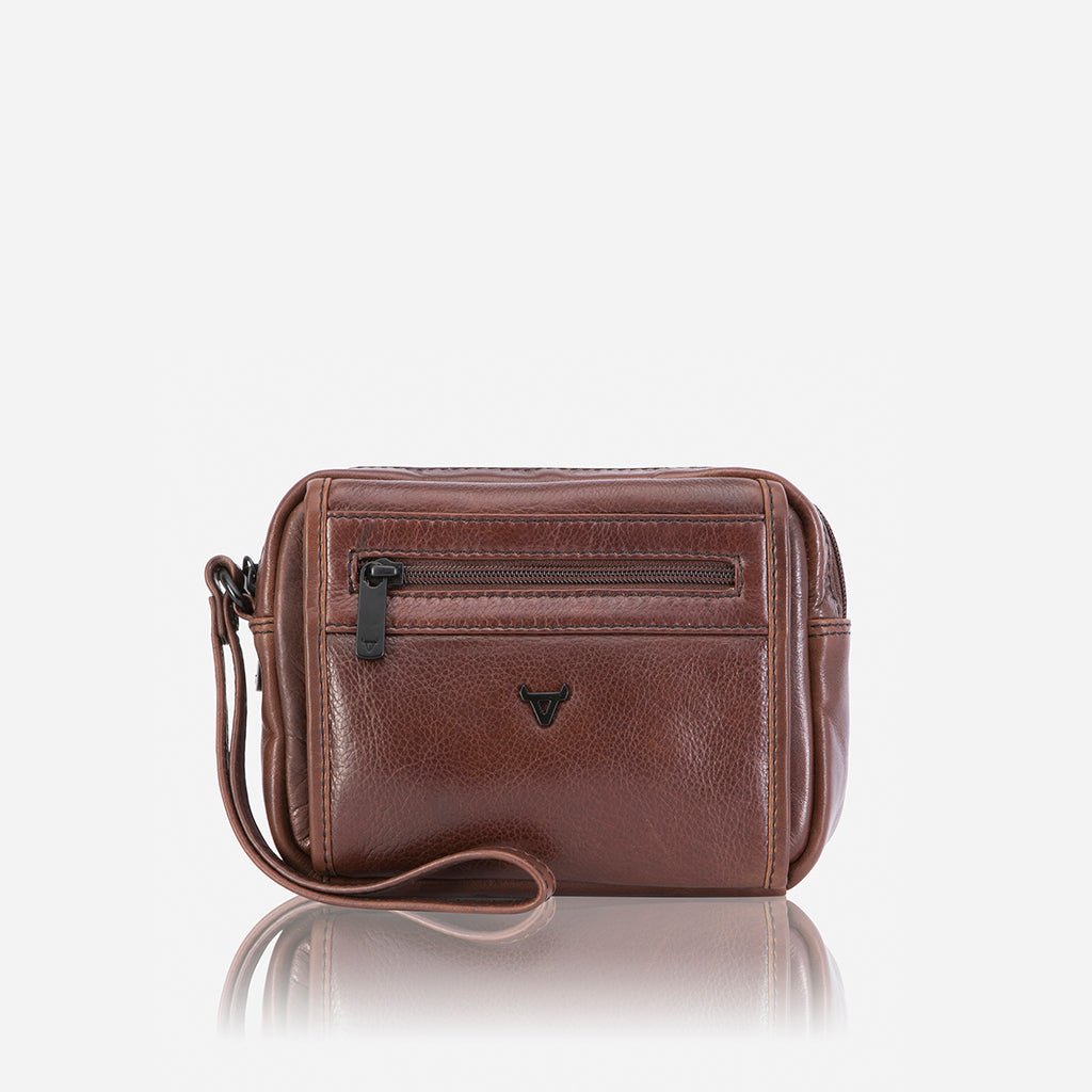 Gent's Bag With Hand Strap, Brown - Brando Leather