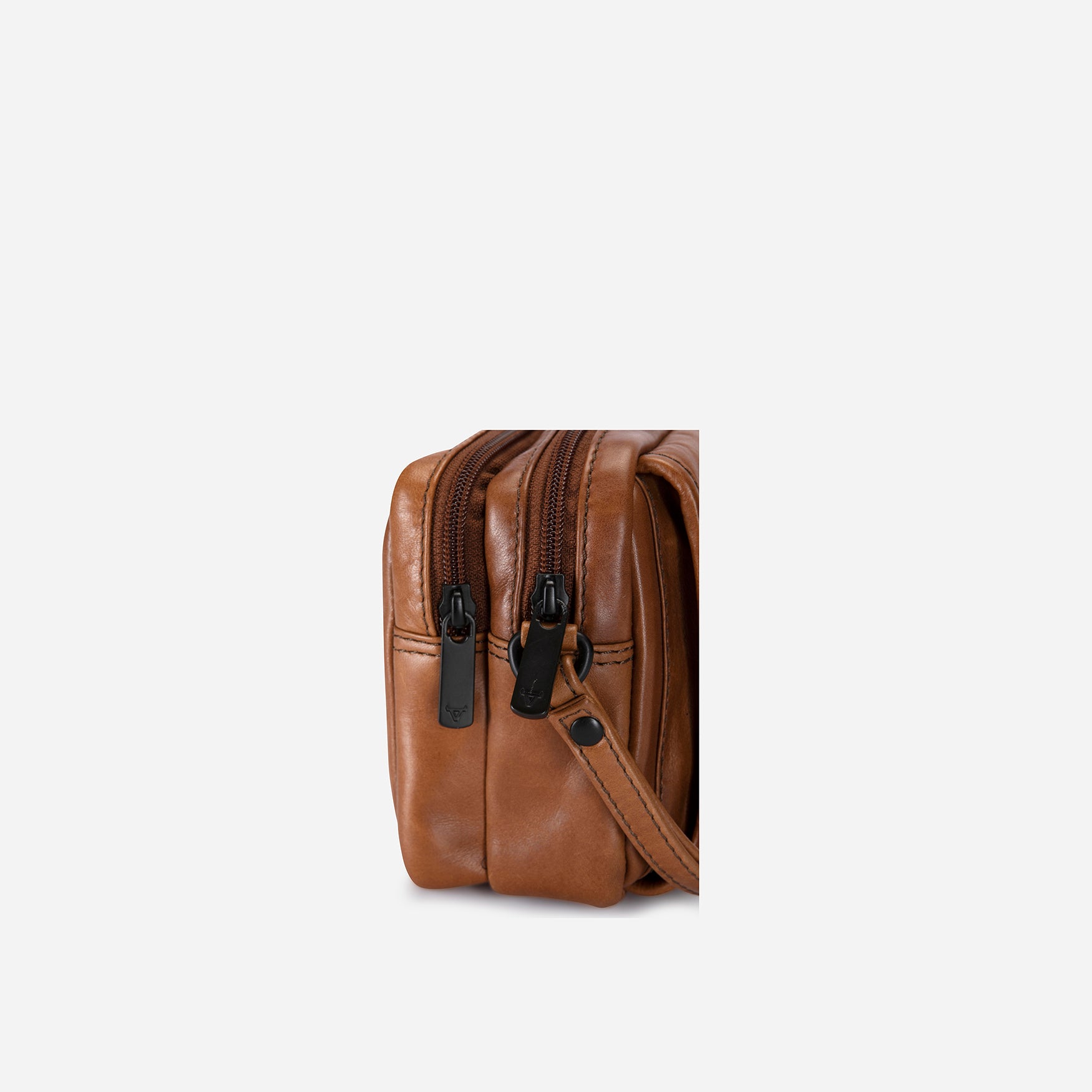 Gent's Bag With Hand Strap, Medium Brown - Brando Leather