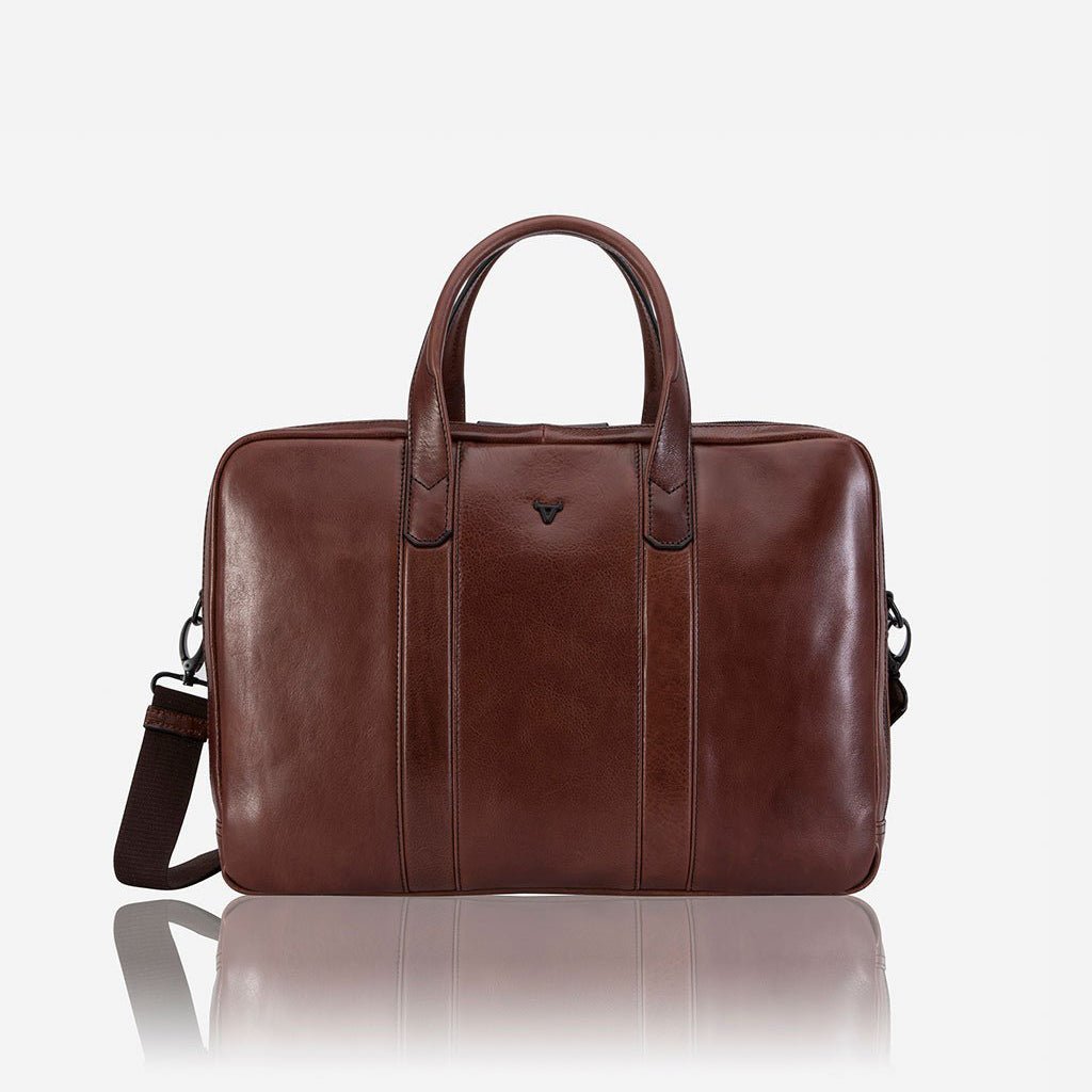 Winchester 15" Double Gusset Leather Laptop Bag, Brown - Brando Leather