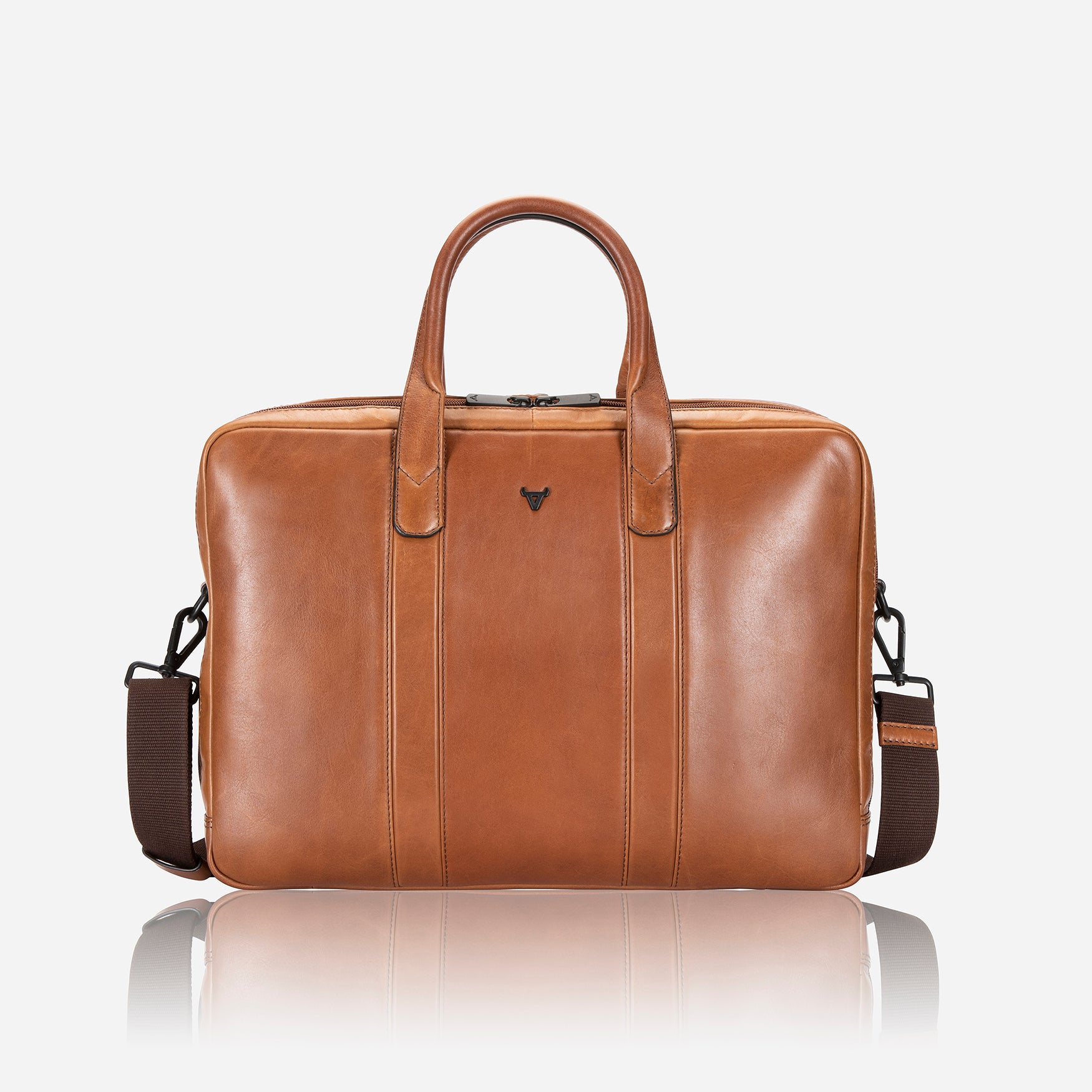 Winchester 15" Double Gusset Leather Laptop Bag, Medium Brown - Brando Leather