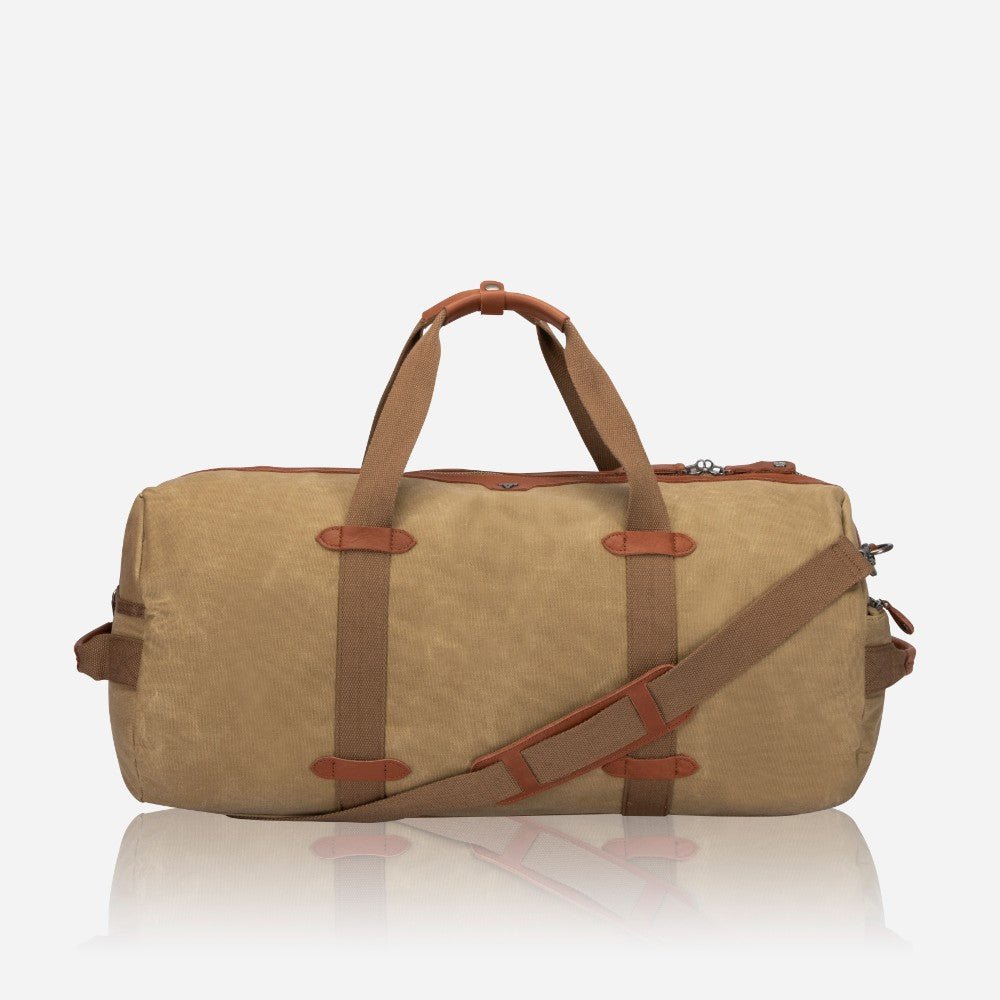 Canvas Weekender Duffel Bag, Khaki - Brando Leather