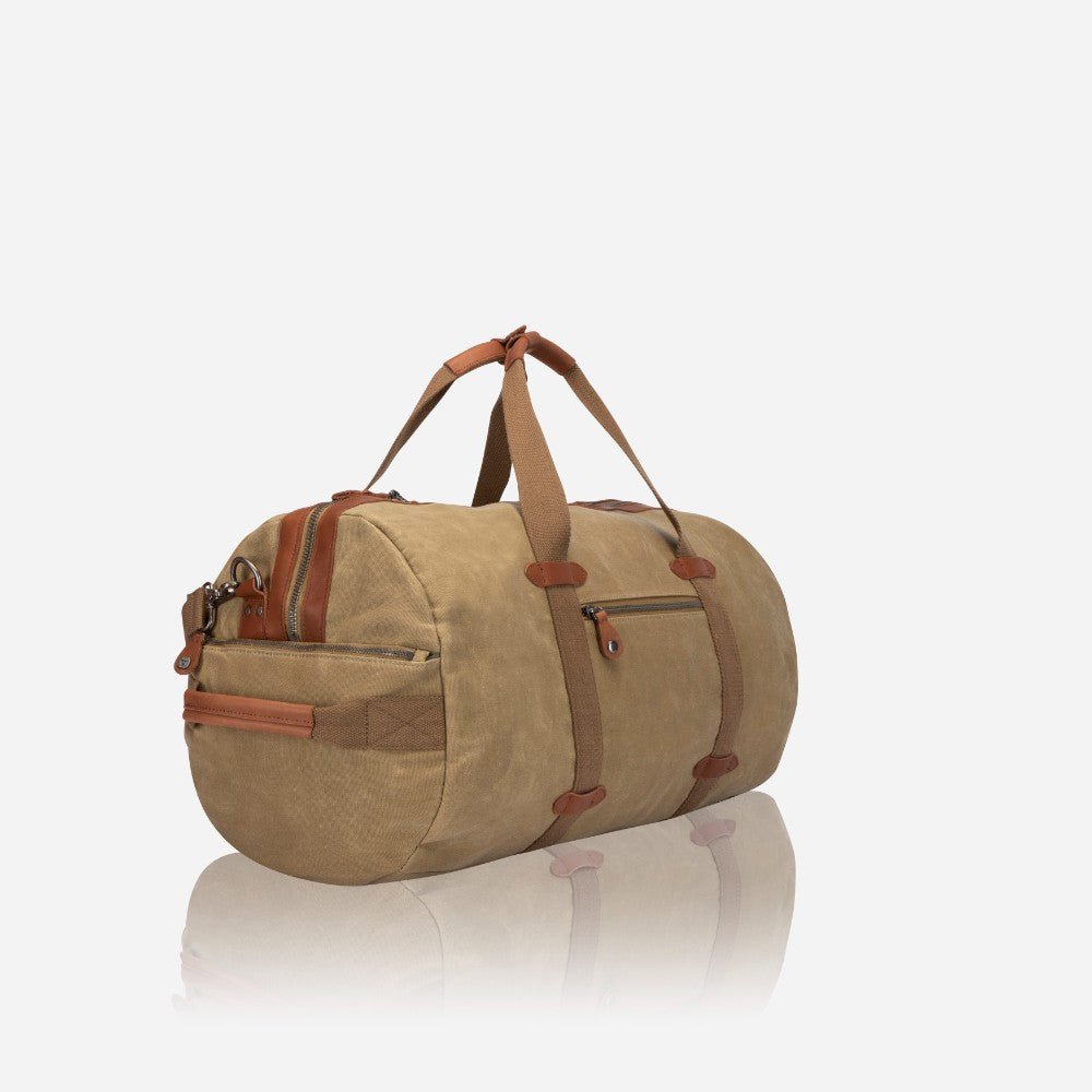 Canvas Weekender Duffel Bag, Khaki - Brando Leather