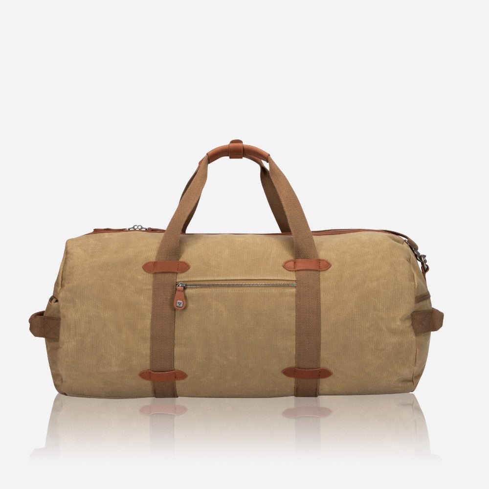 Canvas Weekender Duffel Bag, Khaki - Brando Leather