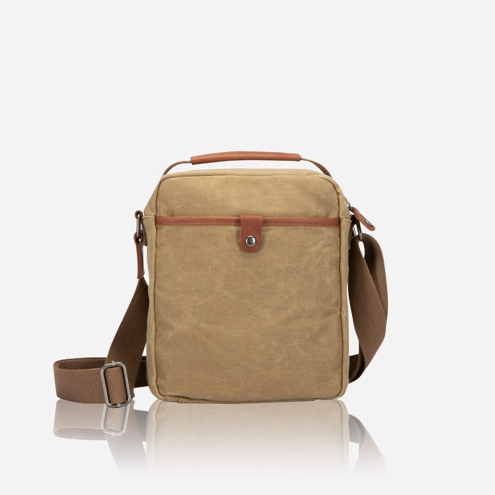 Canvas Crossbody Bag, Khaki - Brando Leather