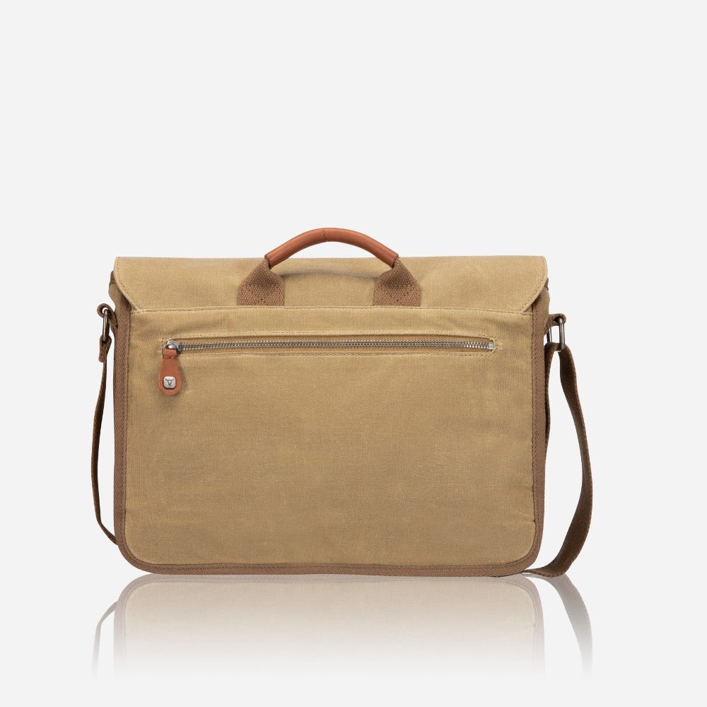 Canvas Messenger Bag, Khaki - Brando Leather