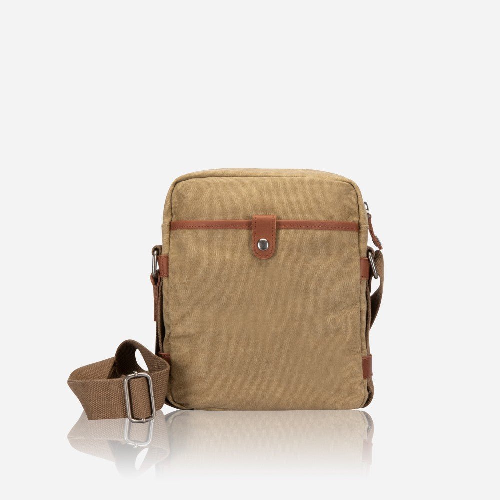 Canvas Small Crossbody Bag, Khaki - Brando Leather