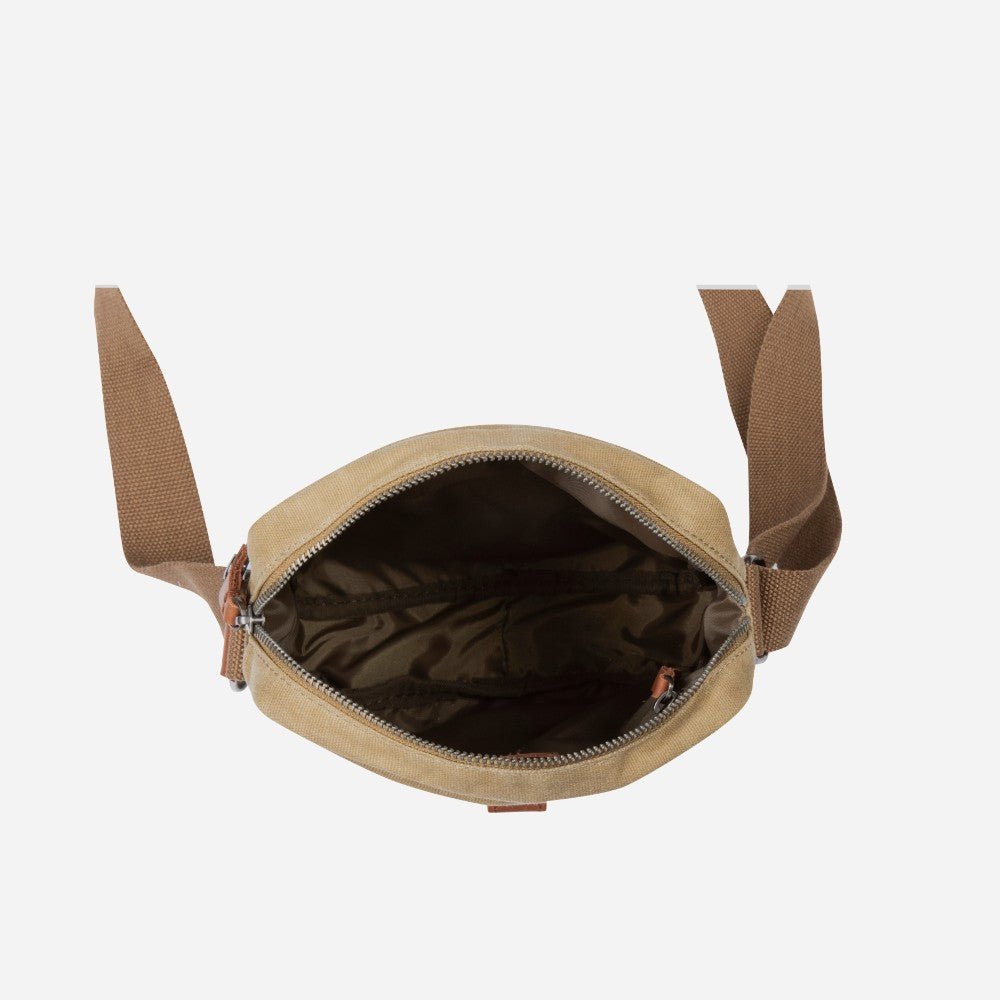 Canvas Small Crossbody Bag, Khaki - Brando Leather