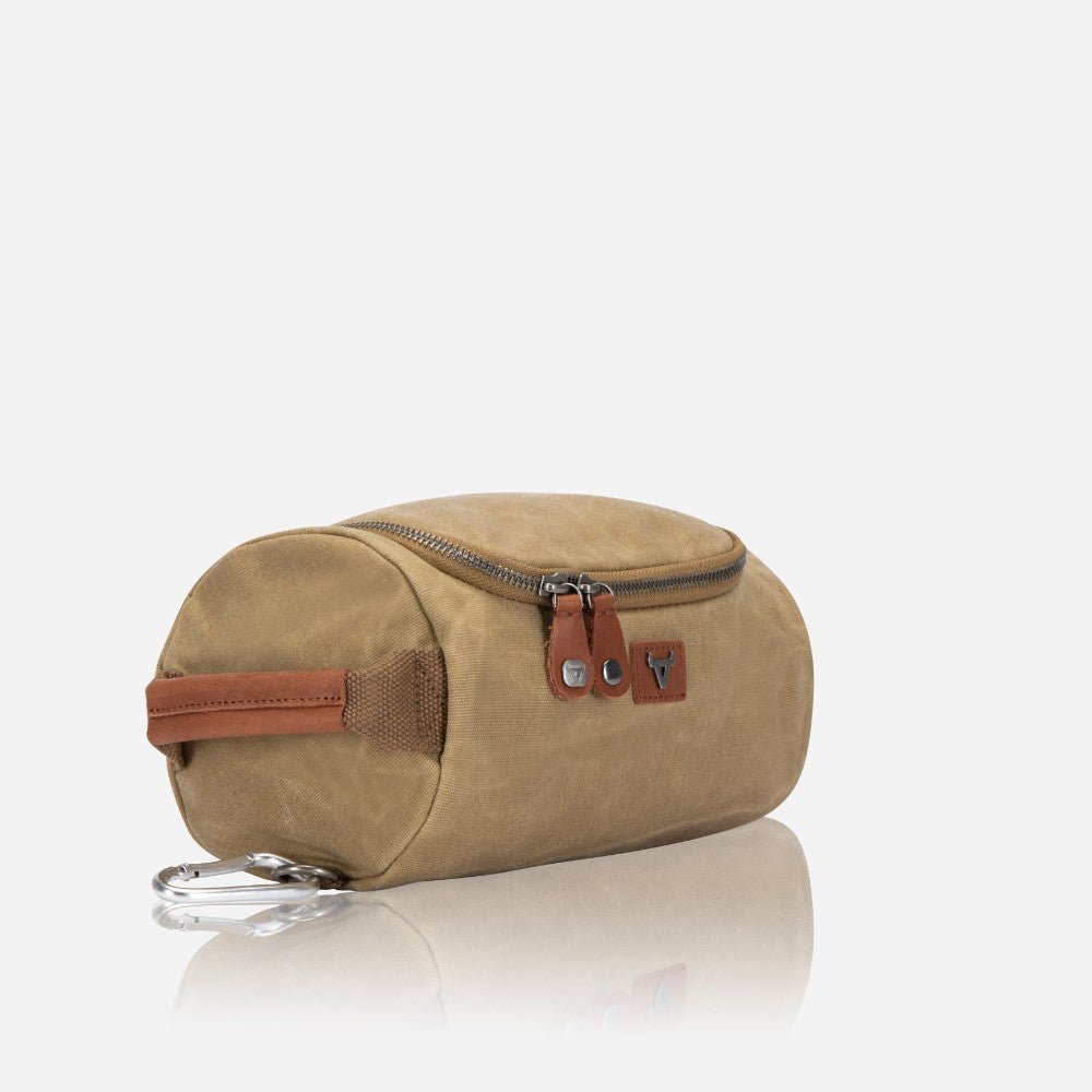 Canvas Washbag, Khaki - Brando Leather