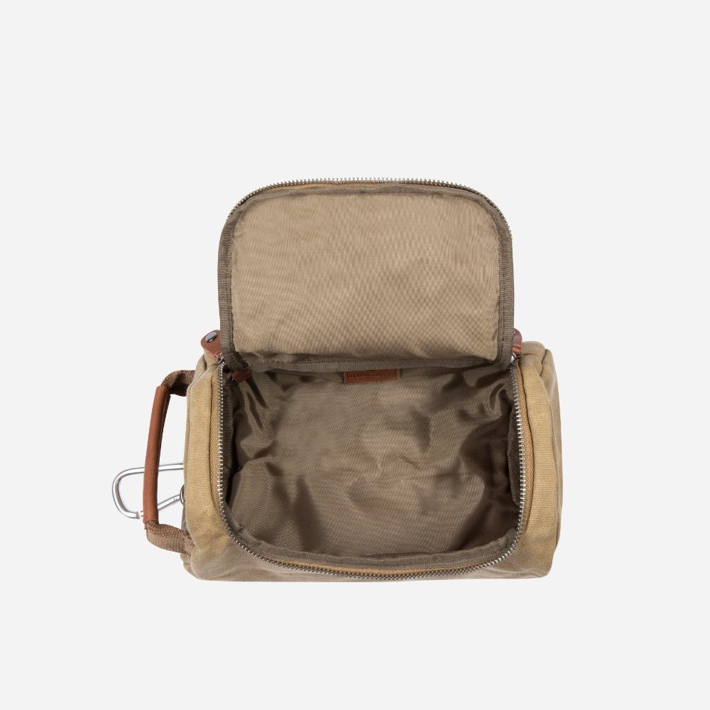Canvas Washbag, Khaki - Brando Leather