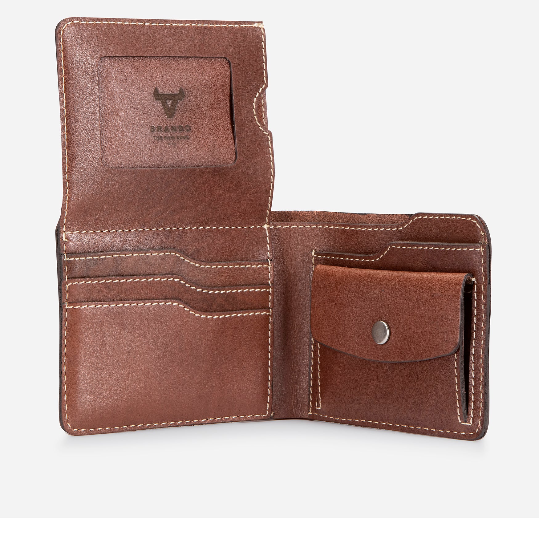 Wayne Leather Wallet, Brown - Brando Leather