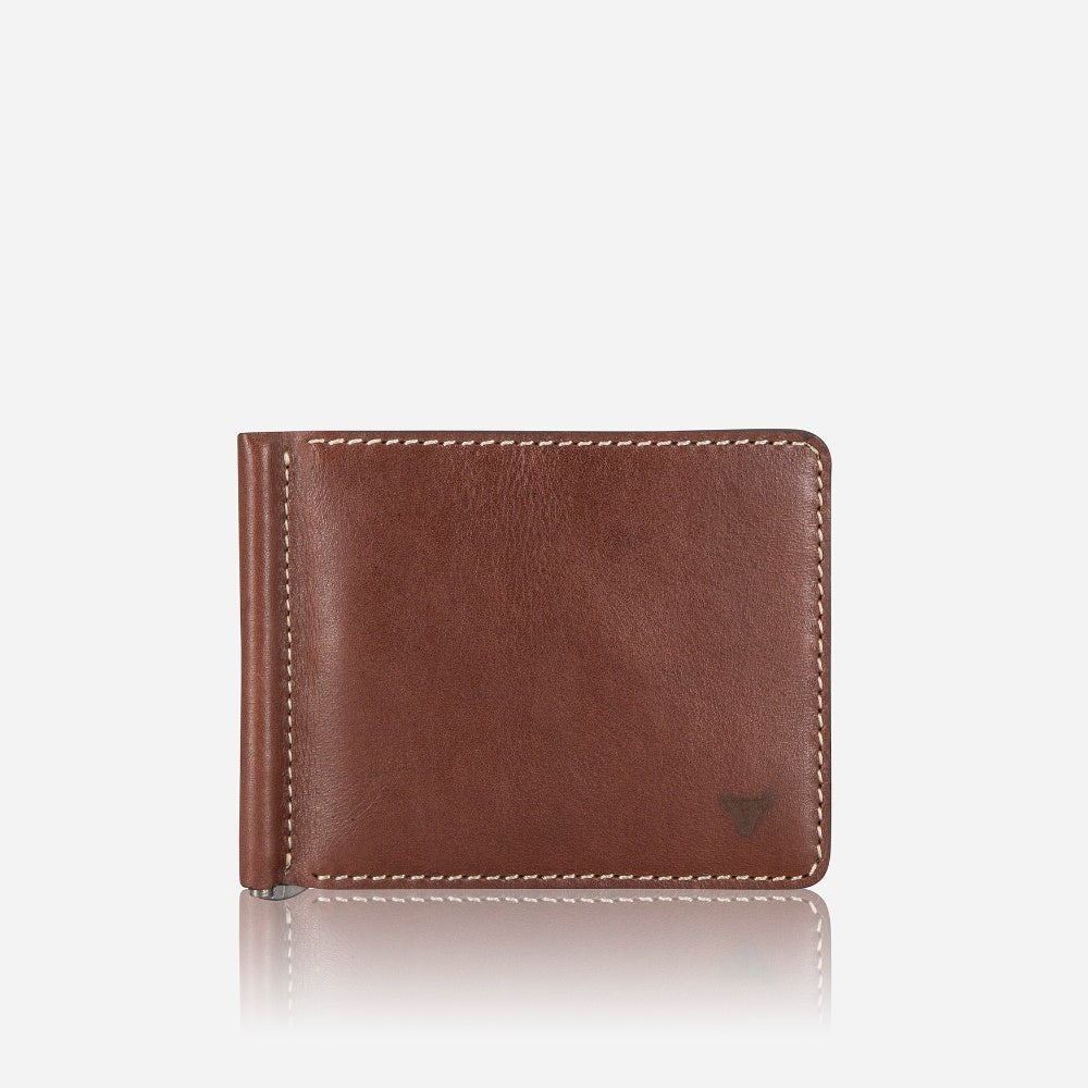 Wayne Leather Wallet With Moneyclip, Brown - Brando Leather