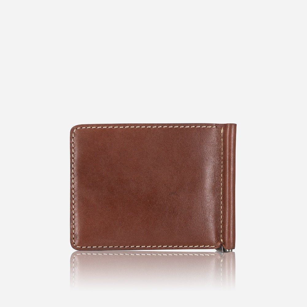 Wayne Leather Wallet With Moneyclip, Brown - Brando Leather