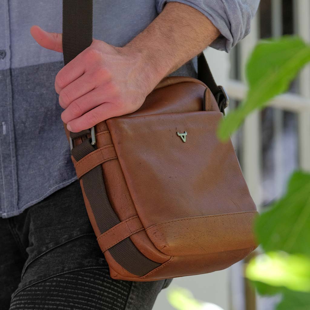 Leather Crossbody Bag, Copper - Brando Leather