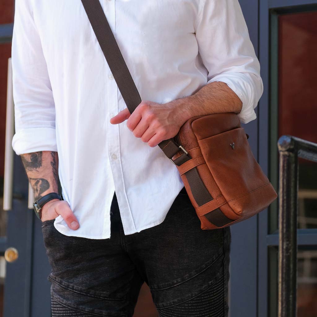 Leather Crossbody Bag, Copper - Brando Leather