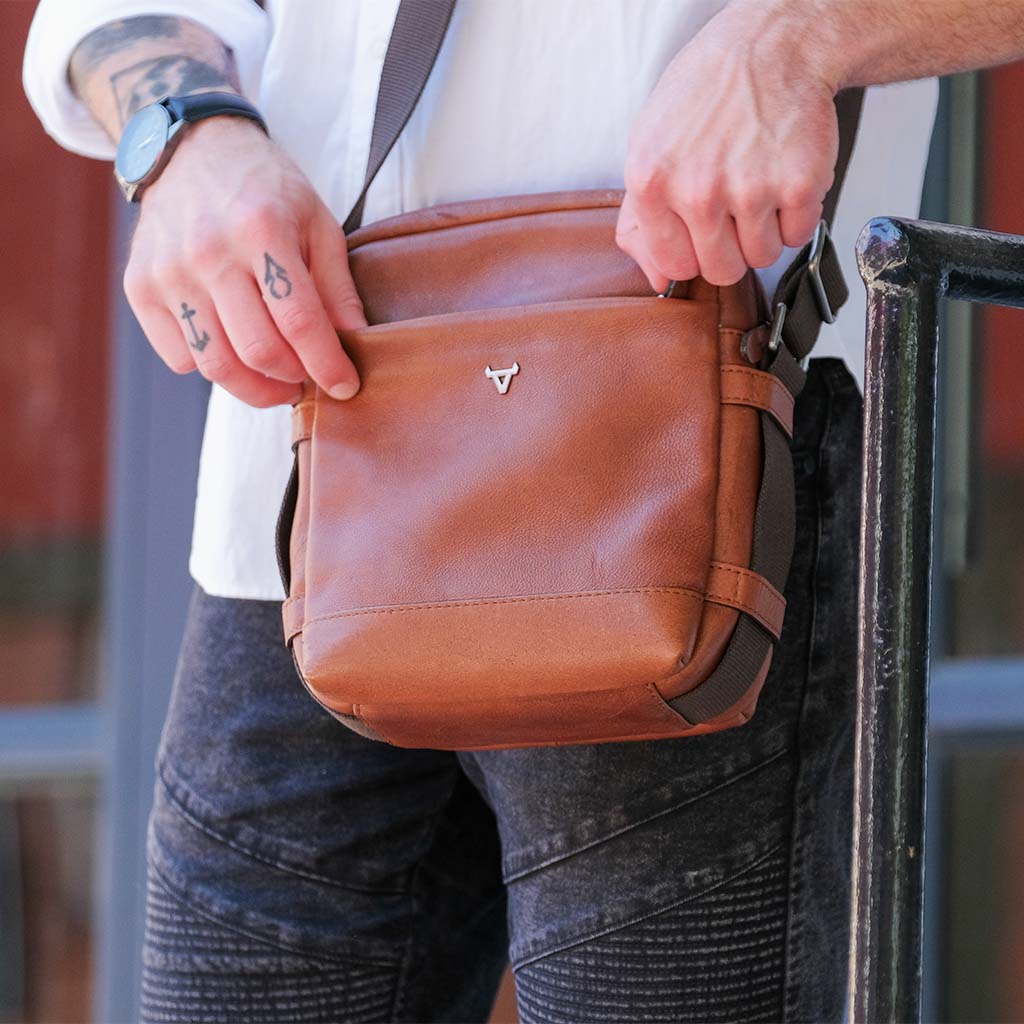 Leather Crossbody Bag, Copper - Brando Leather