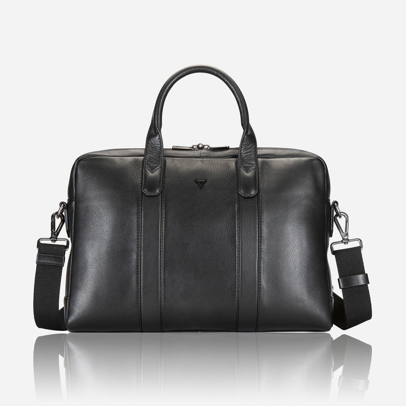 15" Slimline Leather Laptop Bag, Black