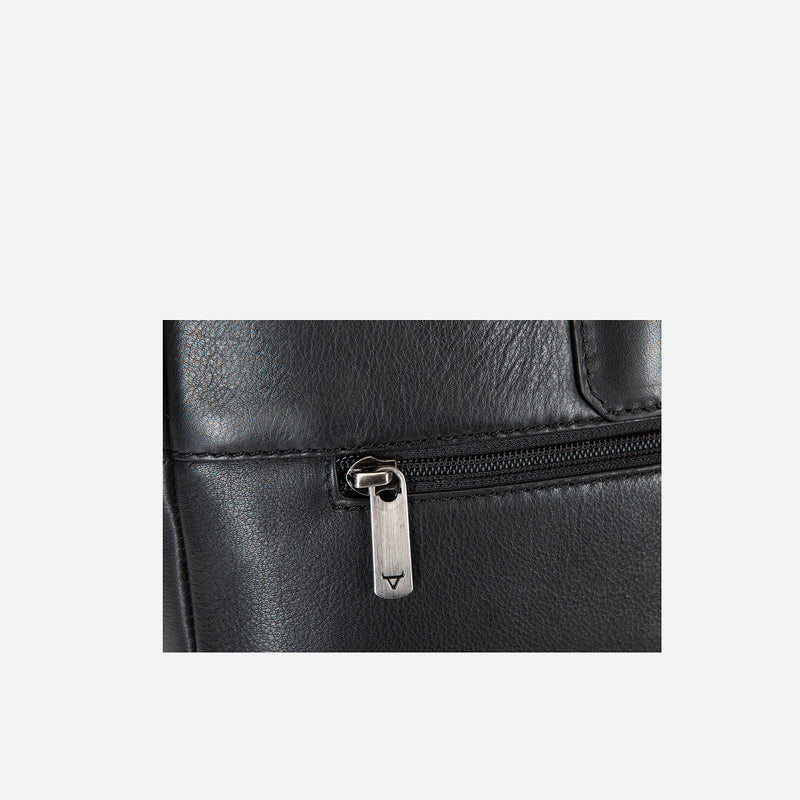 15" Slimline Leather Laptop Bag, Black