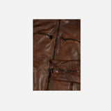 Mandarin Leather Jacket, Brown