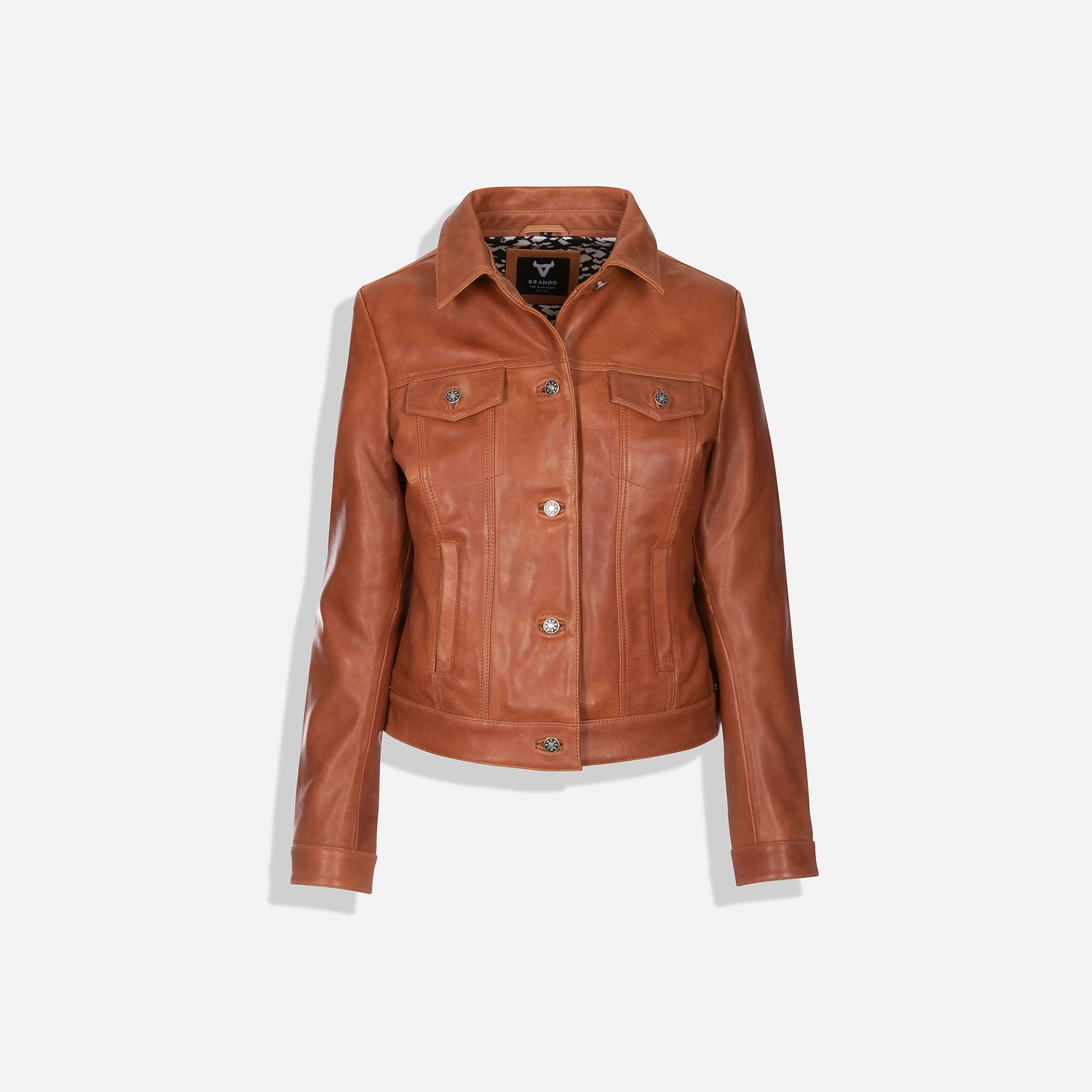 Angie Ladies Leather Jacket, Tan