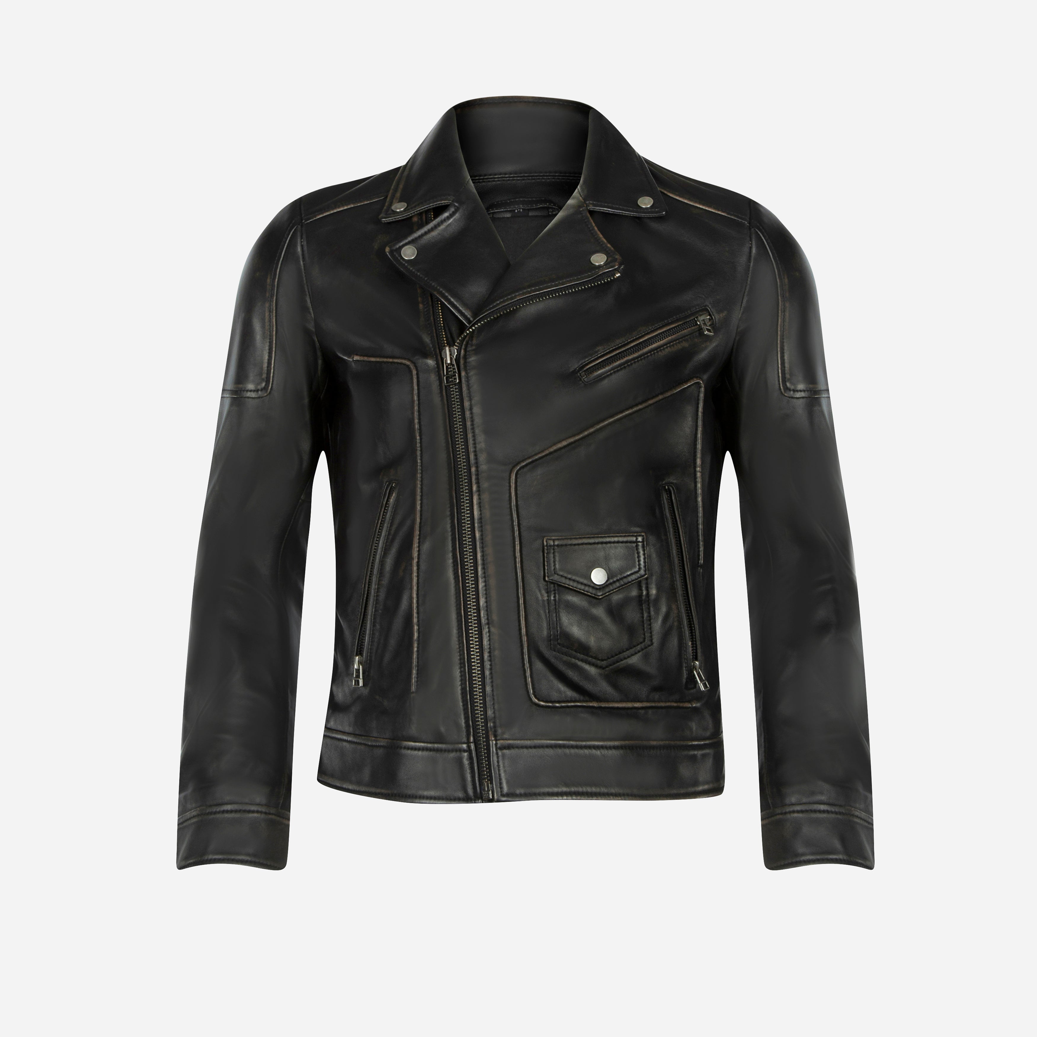 Costello Men's Biker Leather Jacket - Brown Lambskin| Brando