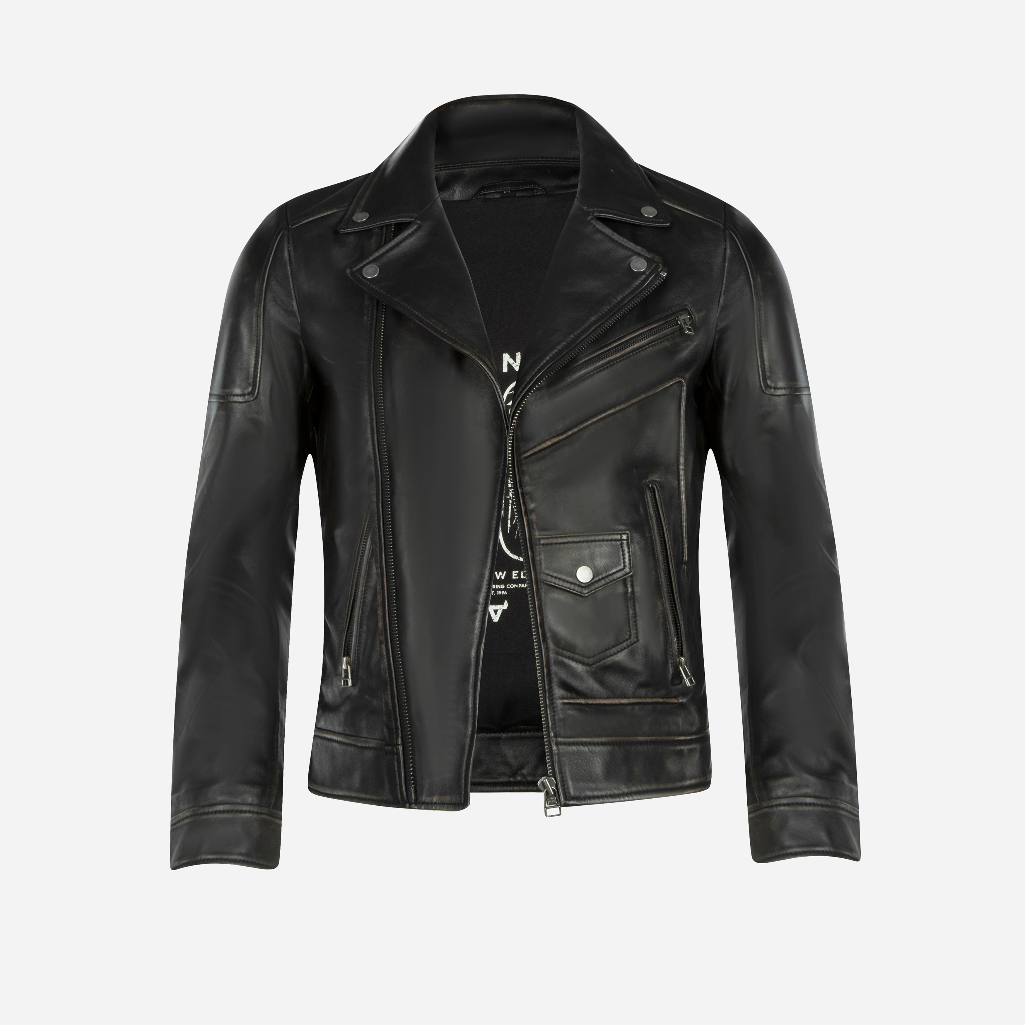 Costello Men's Biker Leather Jacket - Brown Lambskin| Brando