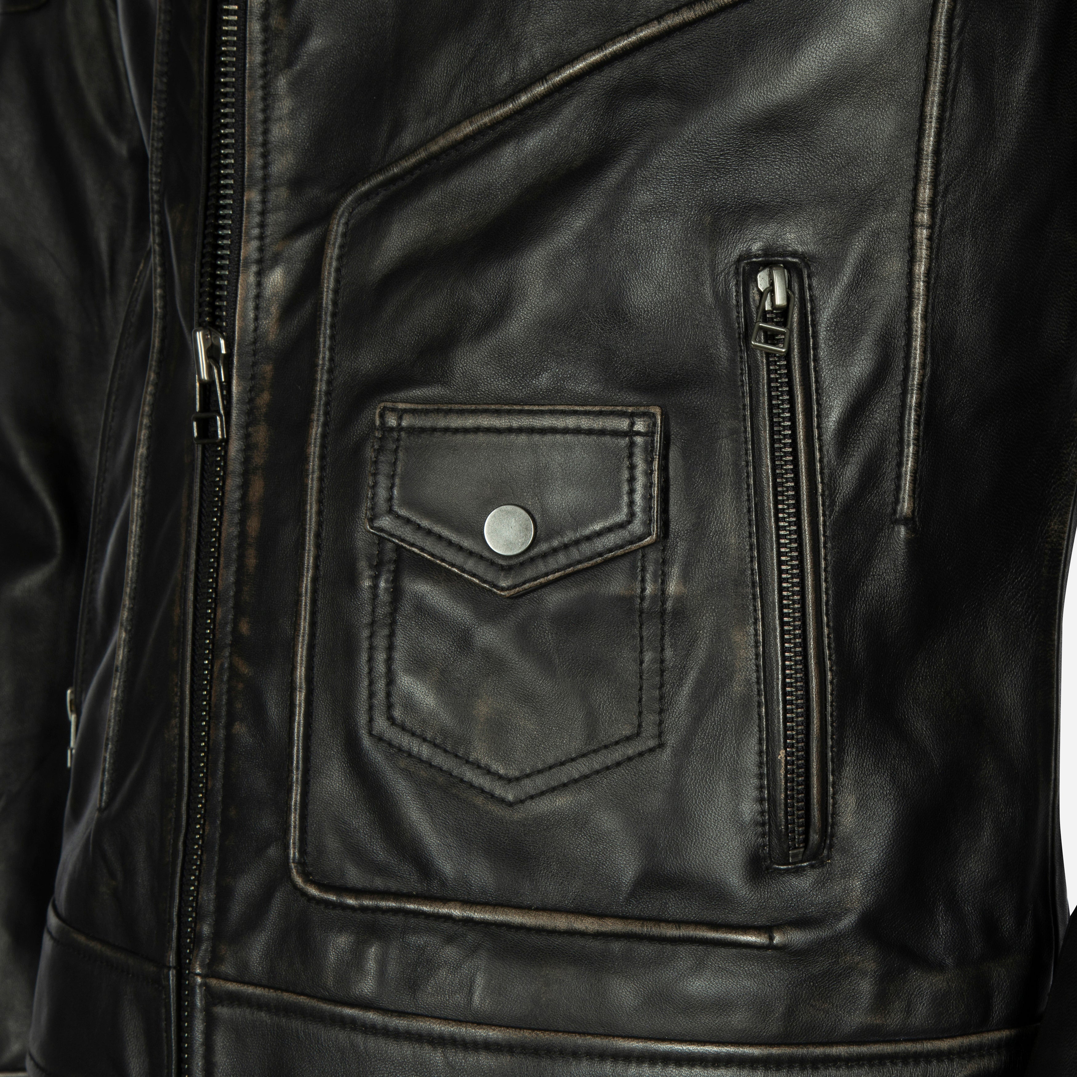 Costello Men's Biker Leather Jacket - Brown Lambskin| Brando