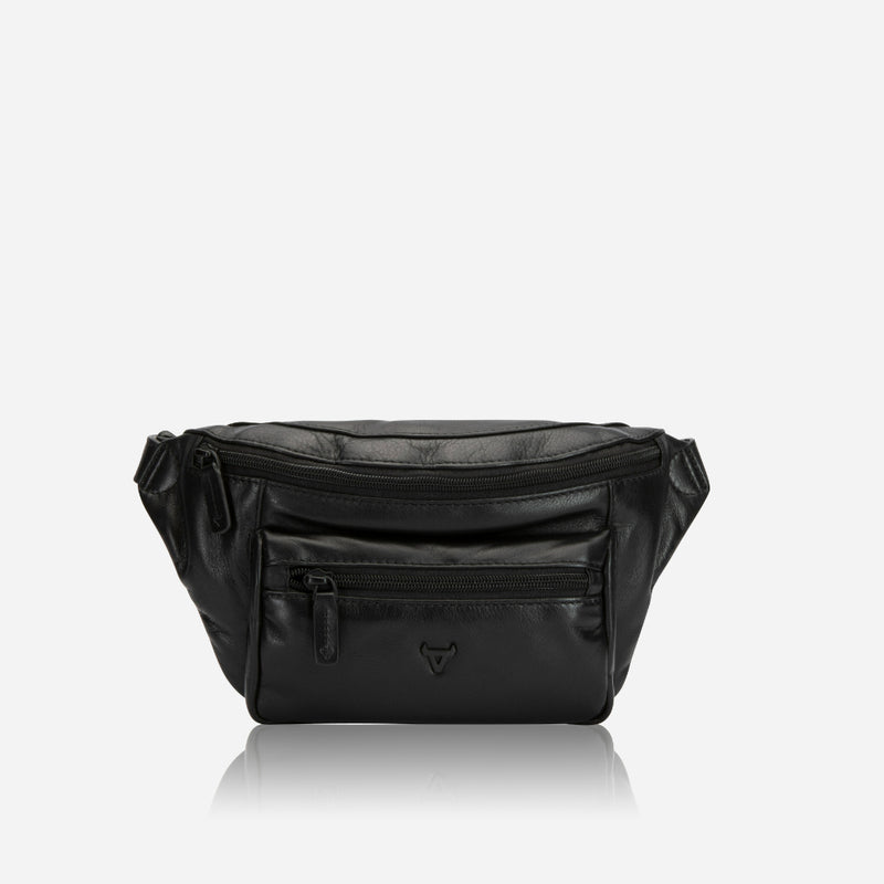 Classic Style Leather Waist Bag, Black