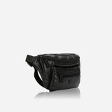 Classic Style Leather Waist Bag, Black
