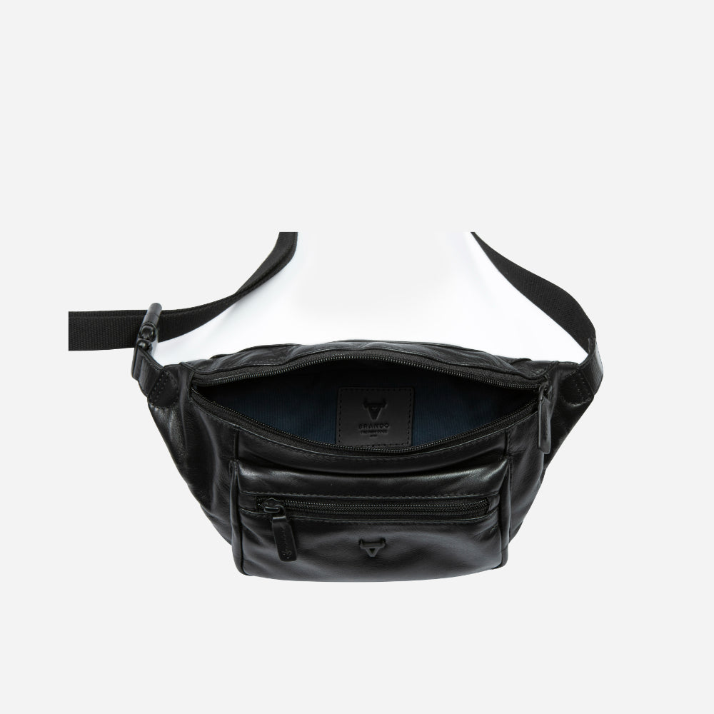 Armstrong Classic Style Leather Waist Bag, Black
